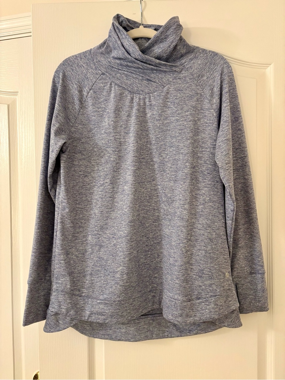 Apana Heathered Light Blue Cowl Neck Pullover